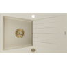 Mexen Cesar 1-compartment granite sink with a drip tray 775 x 470 mm, Beige, siphon Gold - 6514771010-69-G