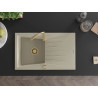 Mexen Cesar 1-bowl granite sink with drainer 775 x 470 mm, beige, golden siphon - 6514771010-69-G