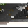 Mexen Cesar 1-compartment granite sink with a drip tray 775 x 470 mm, Black/Silver metallic, siphon Gold - 6514771010-73-G