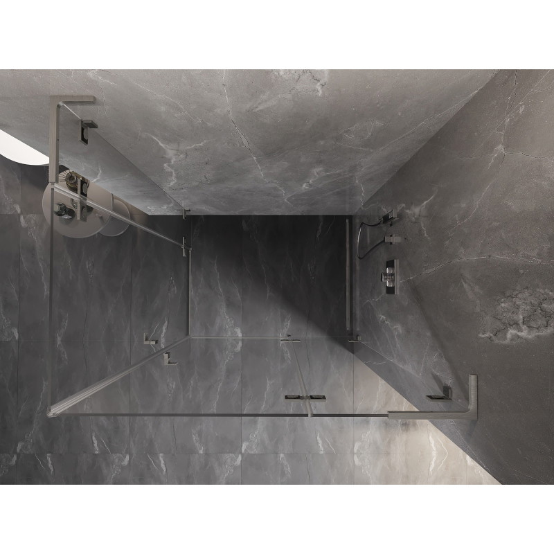 Mexen Lunar L Duo right-side hinged shower cabin 115 x 95 cm, transparent, brushed nickel - 834L-115P-095L-97-00