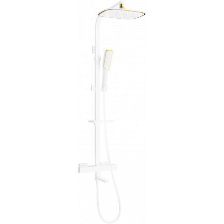 Mexen CQ49 bath and shower set with a rainmaker and thermostatic mixer tap, White/Gold - 779104995-25