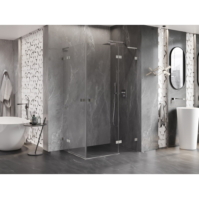 Mexen Lunar L Duo shower cabin tilting right 120 x 115 cm, transparent, brushed nickel - 834L-120P-115L-97-00