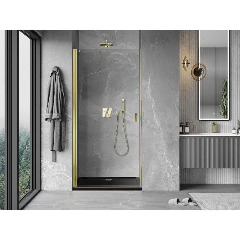 Mexen Mist-B 85 cm Hinged Shower Door, Transparent, Gold - 8A2-085-000-50-00