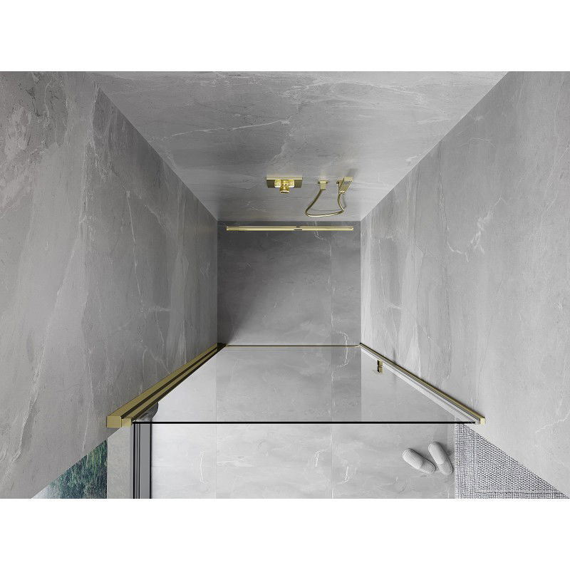 Mexen Mist-B 90 cm hinged shower door, transparent, gold - 8A2-090-000-50-00