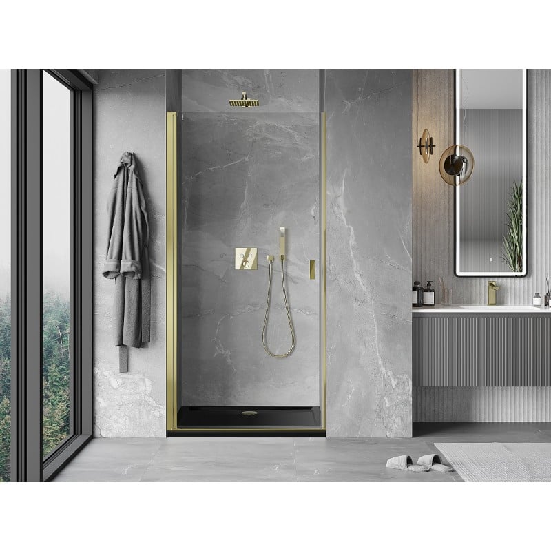 Mexen Mist-B 95 cm Pivot Shower Door, Clear, Gold - 8A2-095-000-50-00