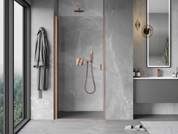 Mexen Mist-B 95 cm Hinged Shower Door, Transparent, Brushed Copper - 8A2-095-000-65-00