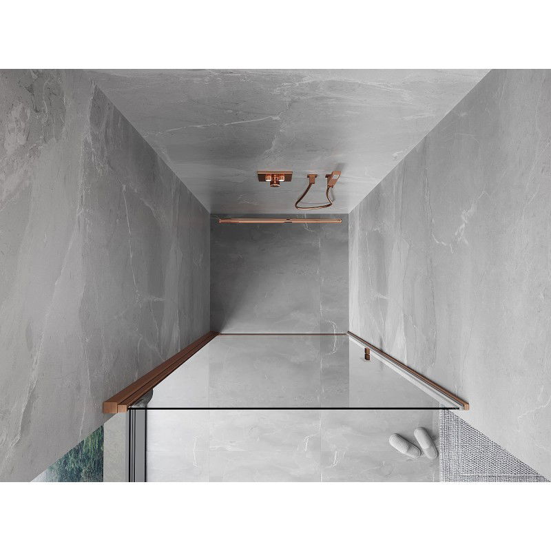 Mexen Mist-B swing shower door 50 cm, transparent, brushed copper - 8A2-050-000-65-00