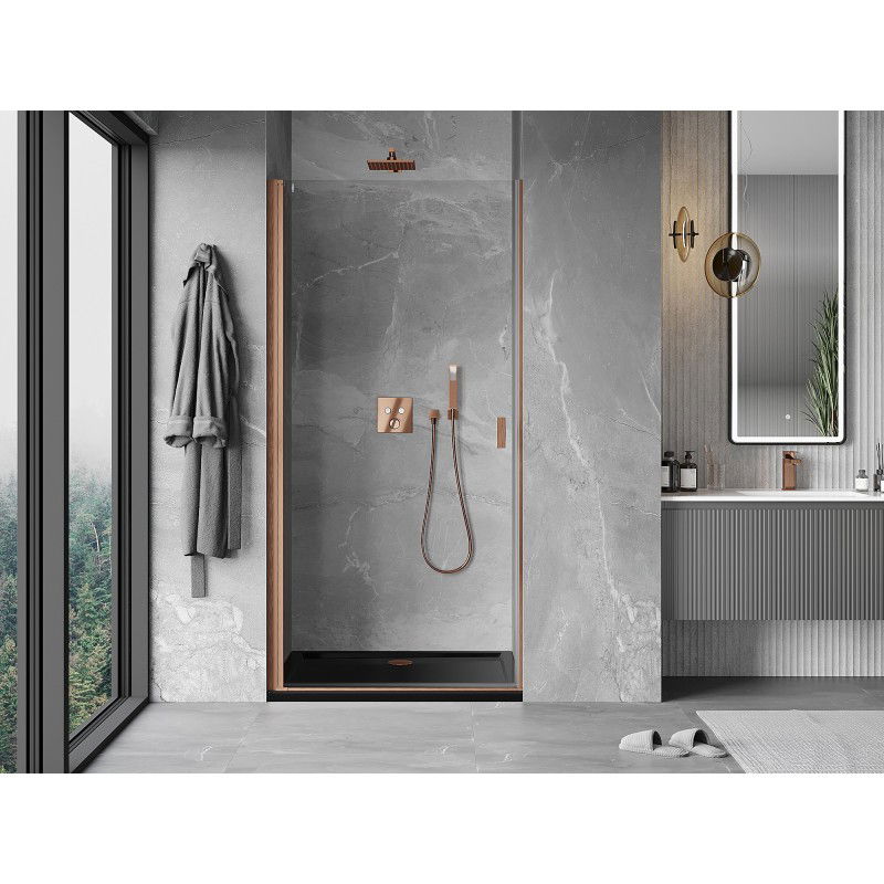 Mexen Mist-B swing shower door 50 cm, transparent, brushed copper - 8A2-050-000-65-00