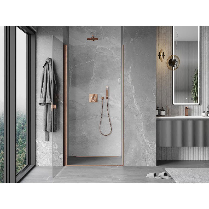 Mexen Mist-B hinged shower door 55 cm, transparent, brushed copper - 8A2-055-000-65-00