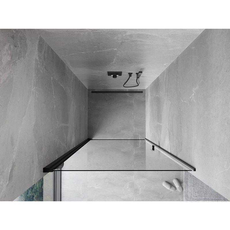 Mexen Mist-B 60 cm Hinged Shower Door, Transparent, Black - 8A2-060-000-70-00