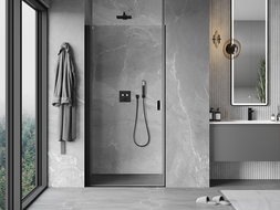 Mexen Mist-B 90 cm Hinged Shower Door, Transparent, Black - 8A2-090-000-70-00