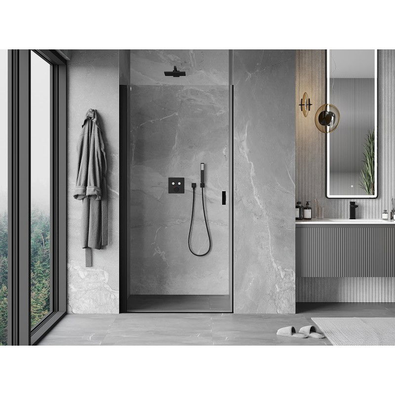 Mexen Mist-B 100 cm Hinged Shower Door, Transparent, Black - 8A2-100-000-70-00