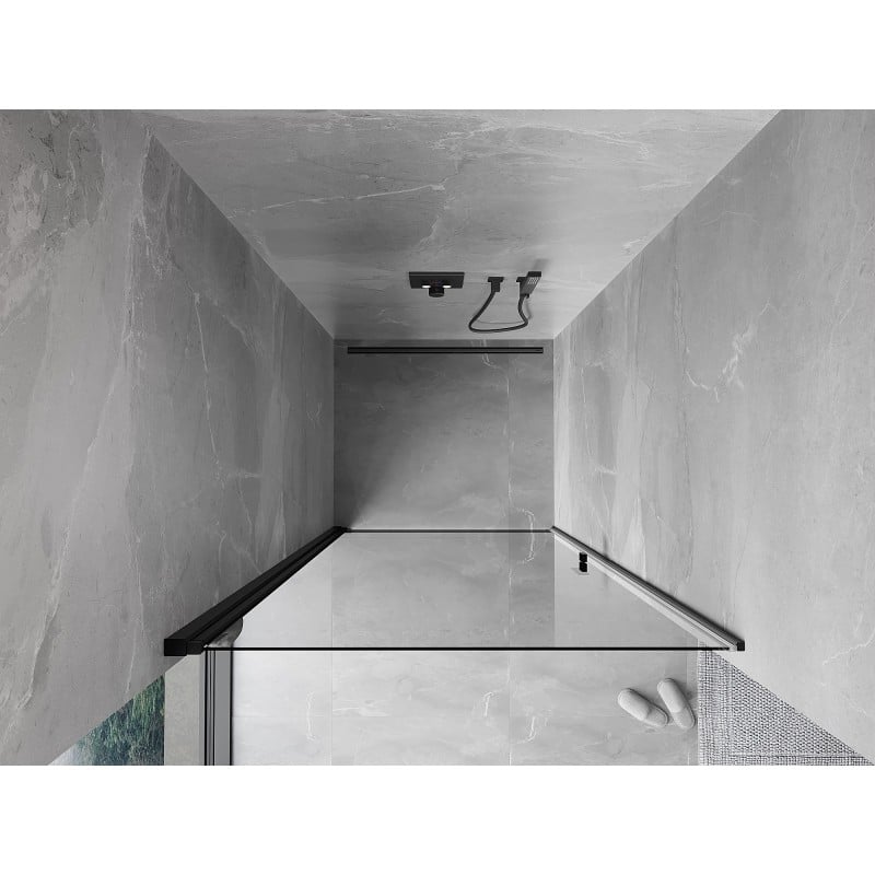 Mexen Mist-B 100 cm Hinged Shower Door, Transparent, Black - 8A2-100-000-70-00