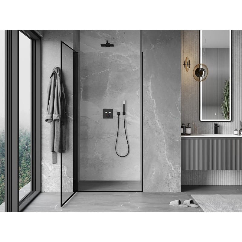 Mexen Mist-B left hinged shower door 100 cm, black frame, black - 8A2-100-000-70-70-L