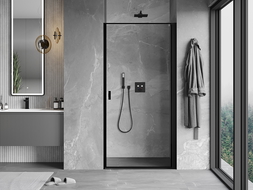 Mexen Mist-B 100 cm Right-Swing Shower Door, Black Frame, Black - 8A2-100-000-70-70-P