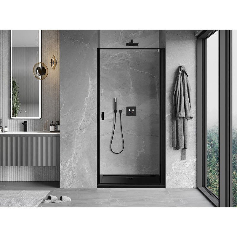 Mexen Mist-B 100 cm Right-Swing Shower Door, Black Frame, Black - 8A2-100-000-70-70-P