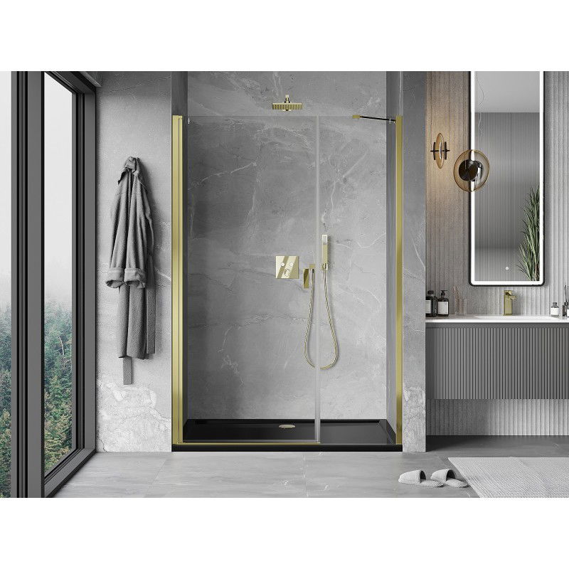 Mexen Mist-B 100 cm Hinged Shower Door, Transparent, Gold - 8A2-100-001-50-00