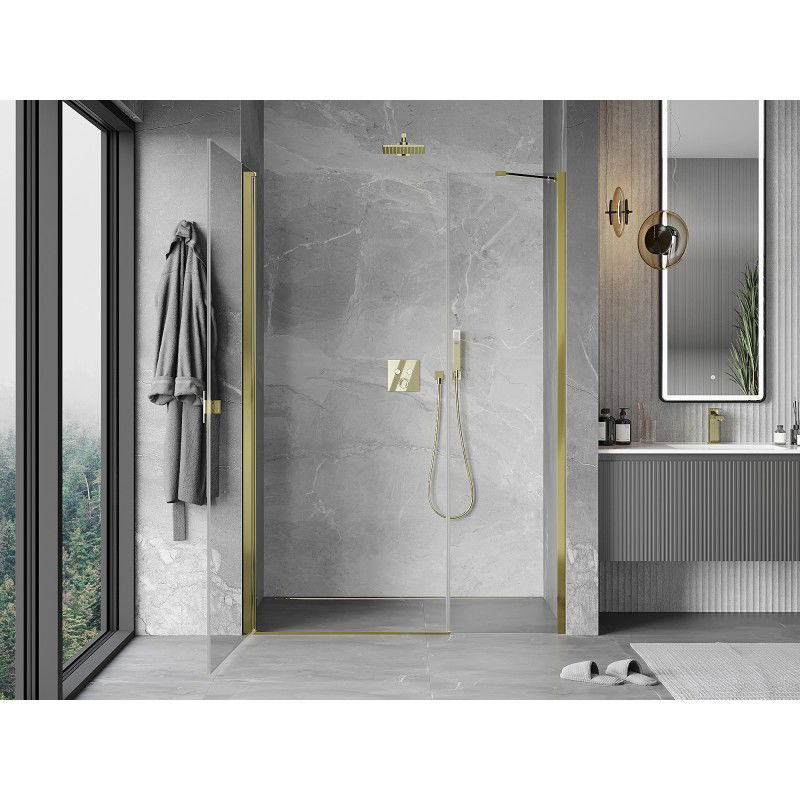 Mexen Mist-B 100 cm Hinged Shower Door, Transparent, Gold - 8A2-100-001-50-00