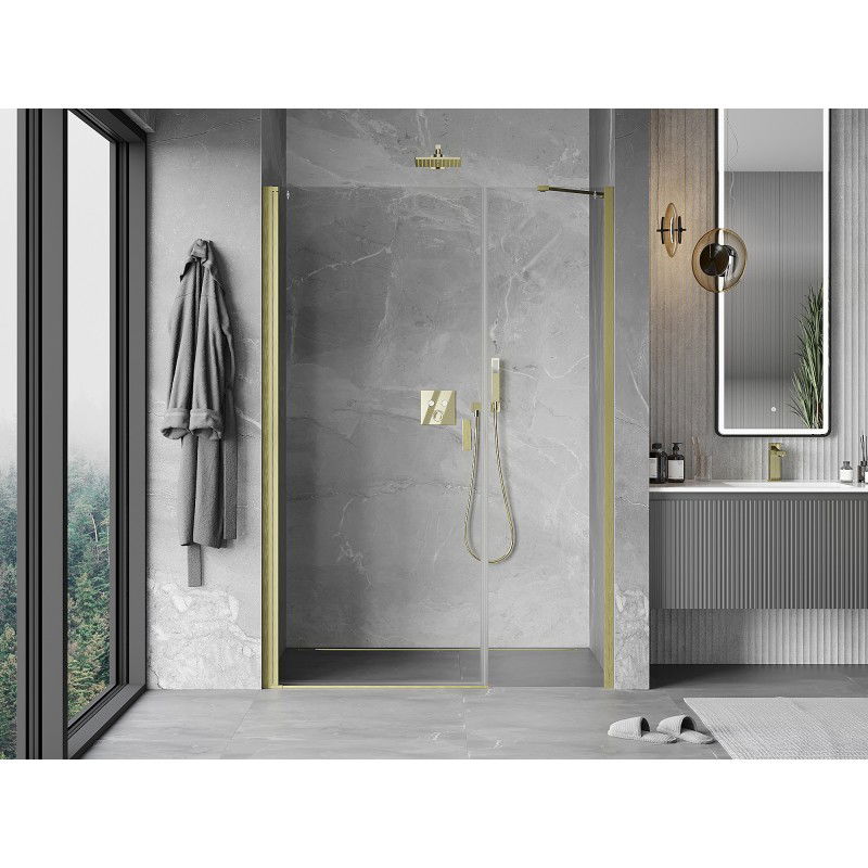 Mexen Mist-B hinged shower door 120 cm, transparent, brushed gold - 8A2-120-001-55-00