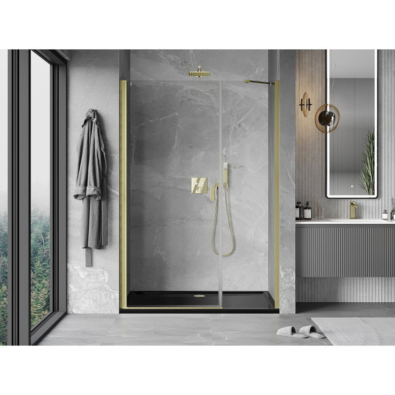 Mexen Mist-B hinged shower door 120 cm, transparent, brushed gold - 8A2-120-001-55-00
