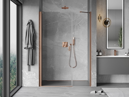 Mexen Mist-B 100 cm Hinged Shower Door, Transparent, Brushed Copper - 8A2-100-001-65-00
