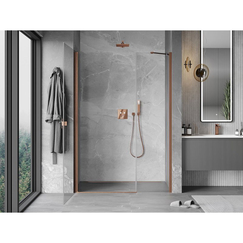 Mexen Mist-B 105 cm Hinged Shower Door, Transparent, Brushed Copper - 8A2-105-001-65-00