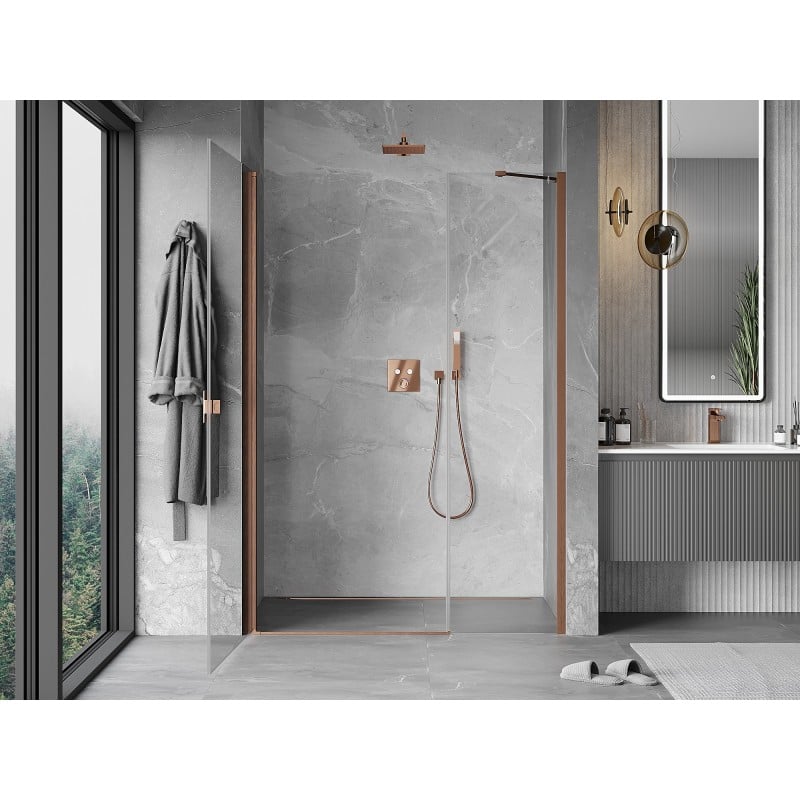 Mexen Mist-B 110 cm Hinged Shower Door, Transparent, Brushed Copper - 8A2-110-001-65-00