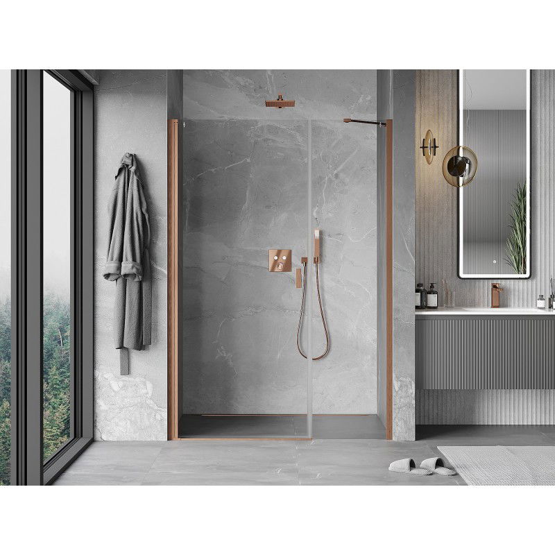 Mexen Mist-B Hinged Shower Door 120 cm, Transparent, Brushed Copper - 8A2-120-001-65-00