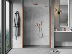 Mexen Mist-B Hinged Shower Door 120 cm, Transparent, Brushed Copper - 8A2-120-001-65-00