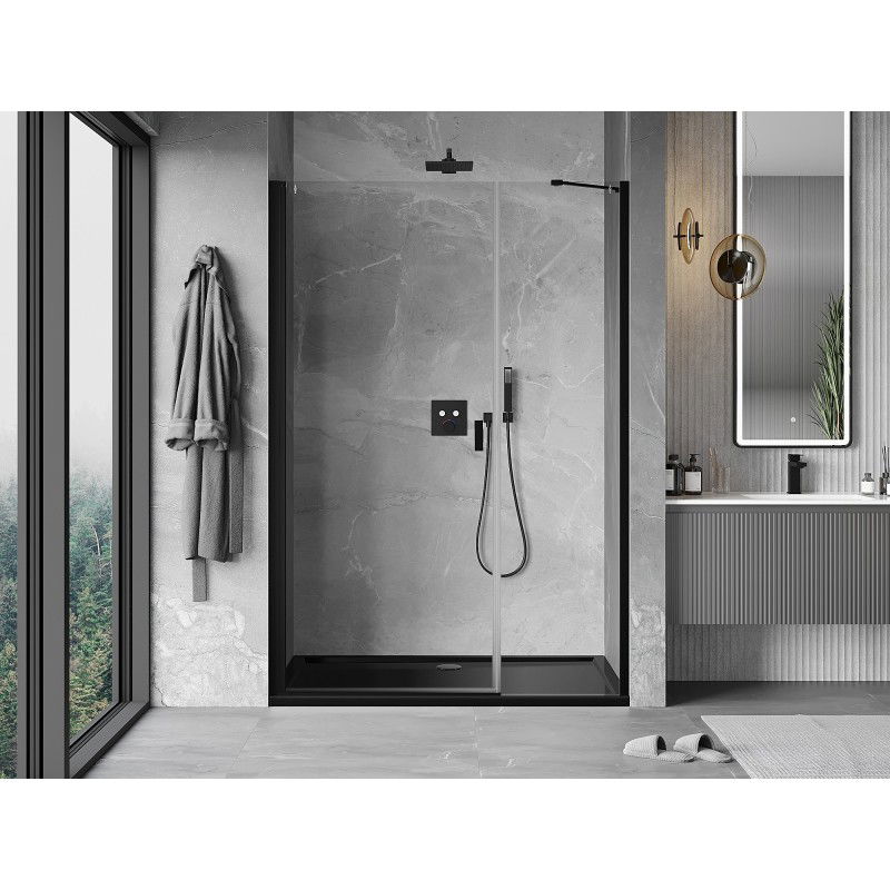 Mexen Mist-B 100 cm Hinged Shower Door, Transparent, Black - 8A2-100-001-70-00
