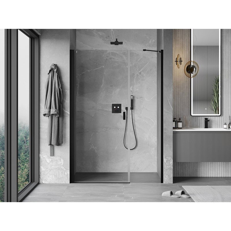 Mexen Mist-B 110 cm Hinged Shower Door, Transparent, Black - 8A2-110-001-70-00