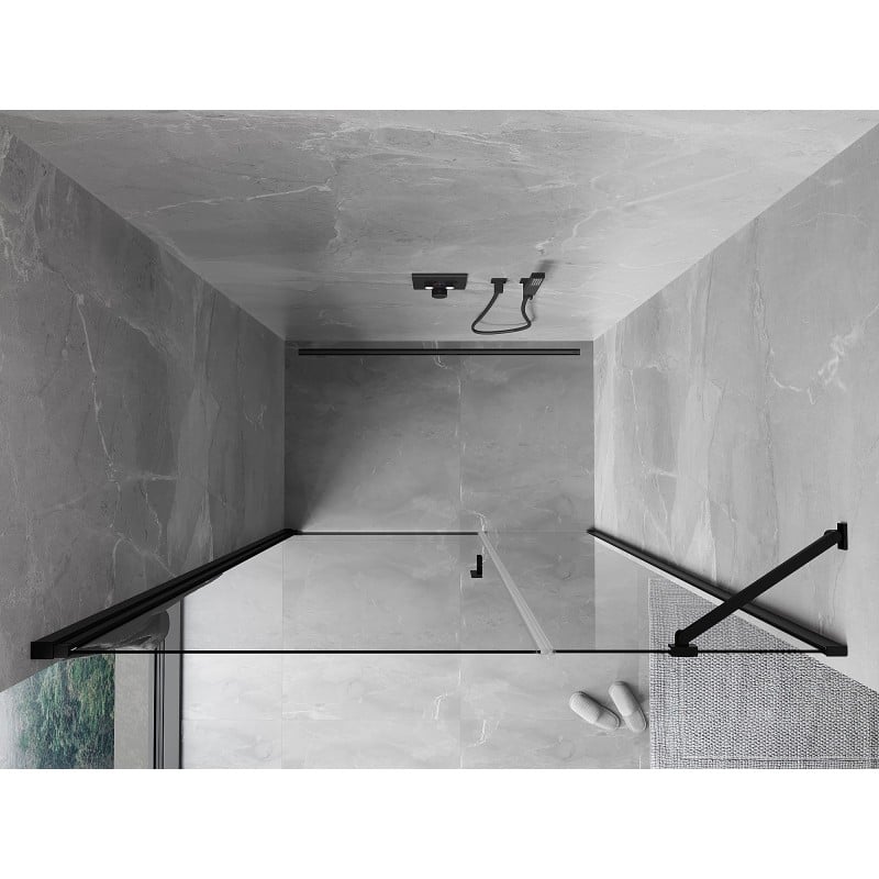 Mexen Mist-B 120 cm Hinged Shower Doors, Transparent, Black - 8A2-120-001-70-00