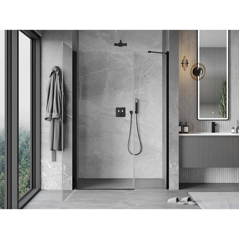 Mexen Mist-B 120 cm Hinged Shower Doors, Transparent, Black - 8A2-120-001-70-00