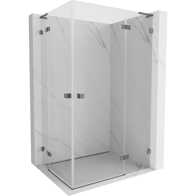 Mexen Lunar L Duo Shower Enclosure with Right Hinged Door 75 x 70 cm, Transparent, Gun Metal - 834L-075P-070L-95-00