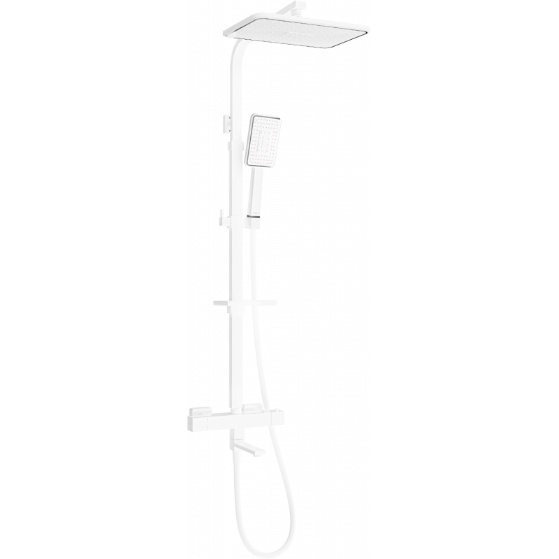 Mexen CQ54 bath and shower set with a rainmaker and thermostatic mixer tap, White/Chrome - 779105495-21