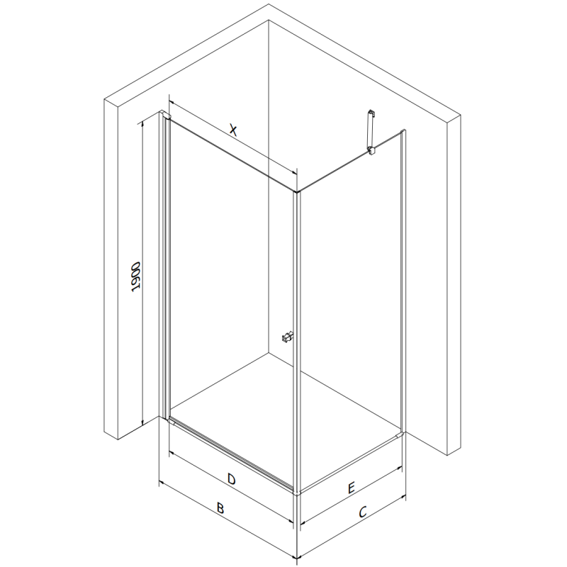 Mexen Pretoria hinged shower cabin 75 x 70 cm, transparent, chrome - 852-075-070-01-00