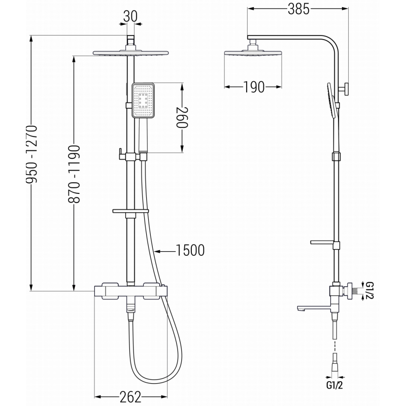 Mexen CQ54 bathtub and shower set with showerhead and thermostatic faucet, white/chrome - 779105495-21