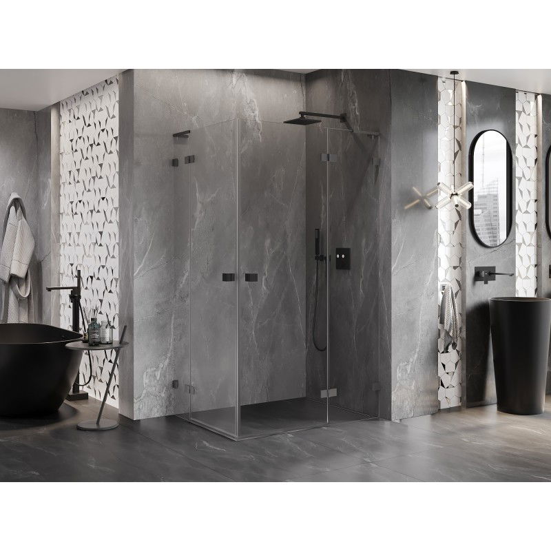 Mexen Lunar L Duo Right Hinged Shower Cabin 105 x 85 cm, Transparent, Gun Metal - 834L-105P-085L-95-00