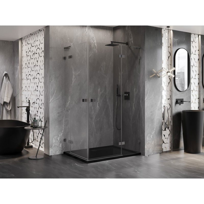 Mexen Lunar L Duo Right-Hinged Shower Cabin 115 x 110 cm, Transparent, Gun Metal - 834L-115P-110L-95-00