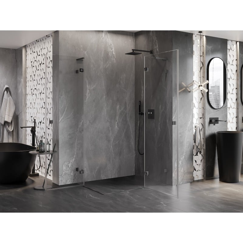 Mexen Lunar L Duo Shower Enclosure Right Pivot Door 120 x 95 cm, Transparent, Gun Metal - 834L-120P-095L-95-00
