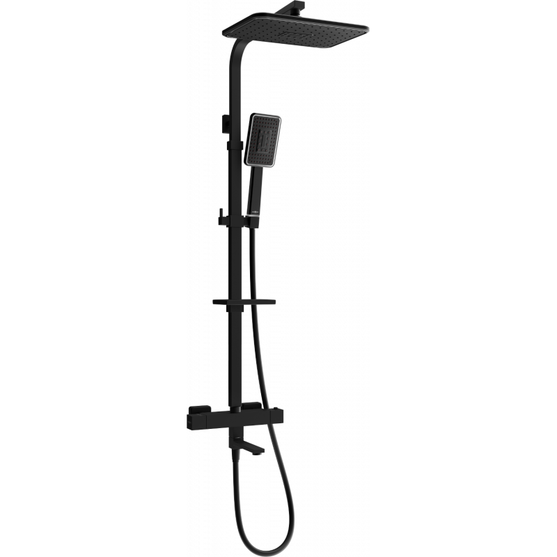 Mexen CQ54 bath-shower set with a rain shower and thermostatic faucet, black/chrome - 779105495-71