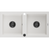 Mexen Mario granite double-bowl sink 820 x 436 mm, white, black siphon - 6504822000-20-B