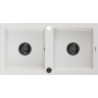 Mexen Mario granite kitchen sink 2-chamber 820 x 436 mm, white, black siphon - 6504822000-20-B