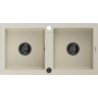 Mexen Mario granite kitchen sink 2-chamber 820 x 436 mm, beige, black siphon - 6504822000-69-B