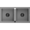 Mexen Mario granite sink 2-bowl 820 x 436 mm, grey, black siphon - 6504822000-71-B