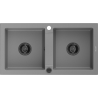 Mexen Mario granite sink 2-chamber 820 x 436 mm, gray, black siphon - 6504822000-71-B