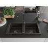 Mexen Mario granite sink 2-chamber 820 x 436 mm, black/gold metallic, black siphon - 6504822000-75-B