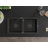 Mexen Mario granite sink 2-chamber 820 x 436 mm, black/gold metallic, black siphon - 6504822000-75-B