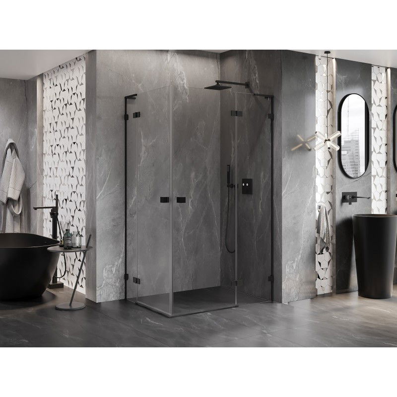 Mexen Lunar L Duo right swing shower cabin 110 x 80 cm, transparent, black - 834L-110P-080L-70-00