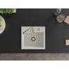 Mexen Milo granite sink 1-bowl 435 x 410 mm, white, gold siphon - 6505441000-20-G